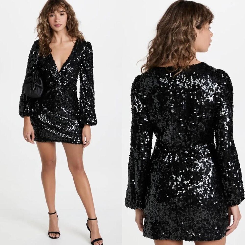 NWOT WAYF sequined black dress XS